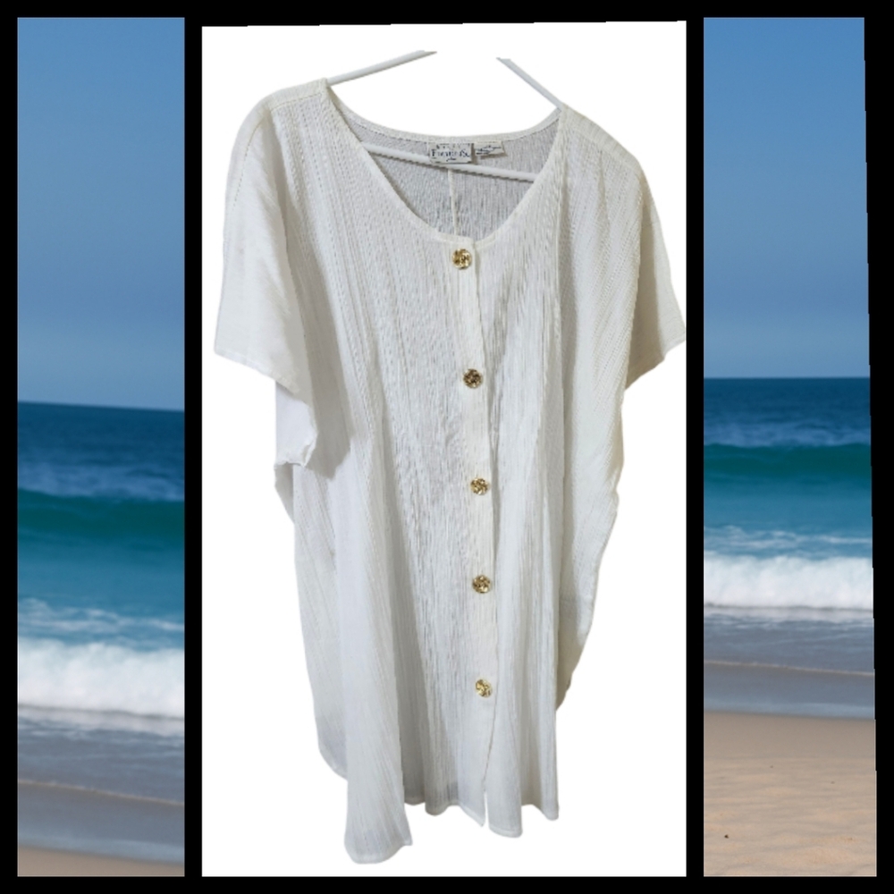 Basic Editions Vintage Button Down Cap Short Slee… - image 2